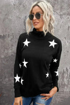 Turtleneck Star Print Sweater - SJB-DIAMOND ELITES