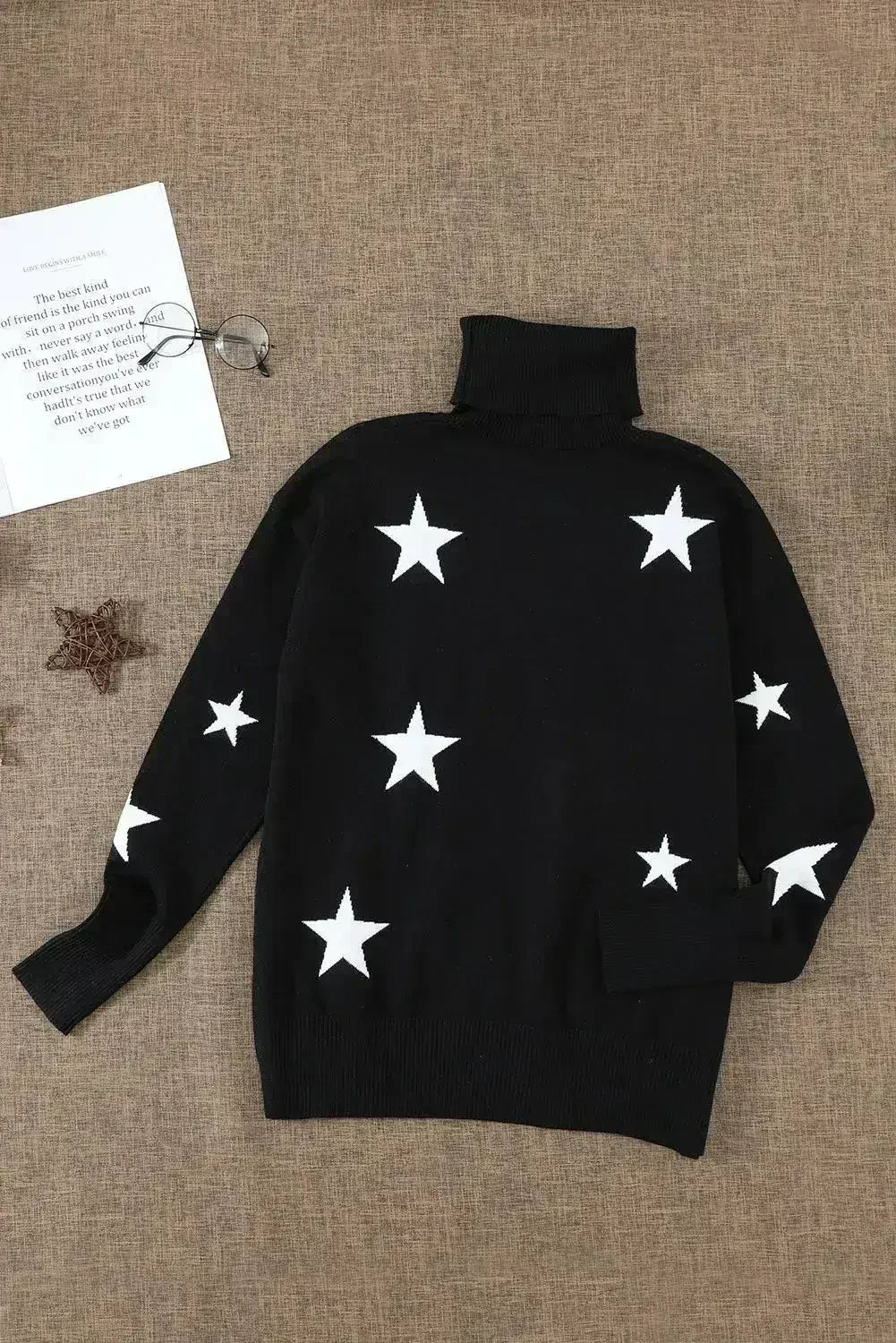 Turtleneck Star Print Sweater - SJB-DIAMOND ELITES