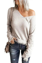 V Neck Tasseled Sweater - SJB-DIAMOND ELITES