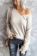 V Neck Tasseled Sweater - SJB-DIAMOND ELITES