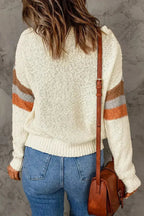 Beige Chevron Striped Sweater - SJB-DIAMOND ELITES
