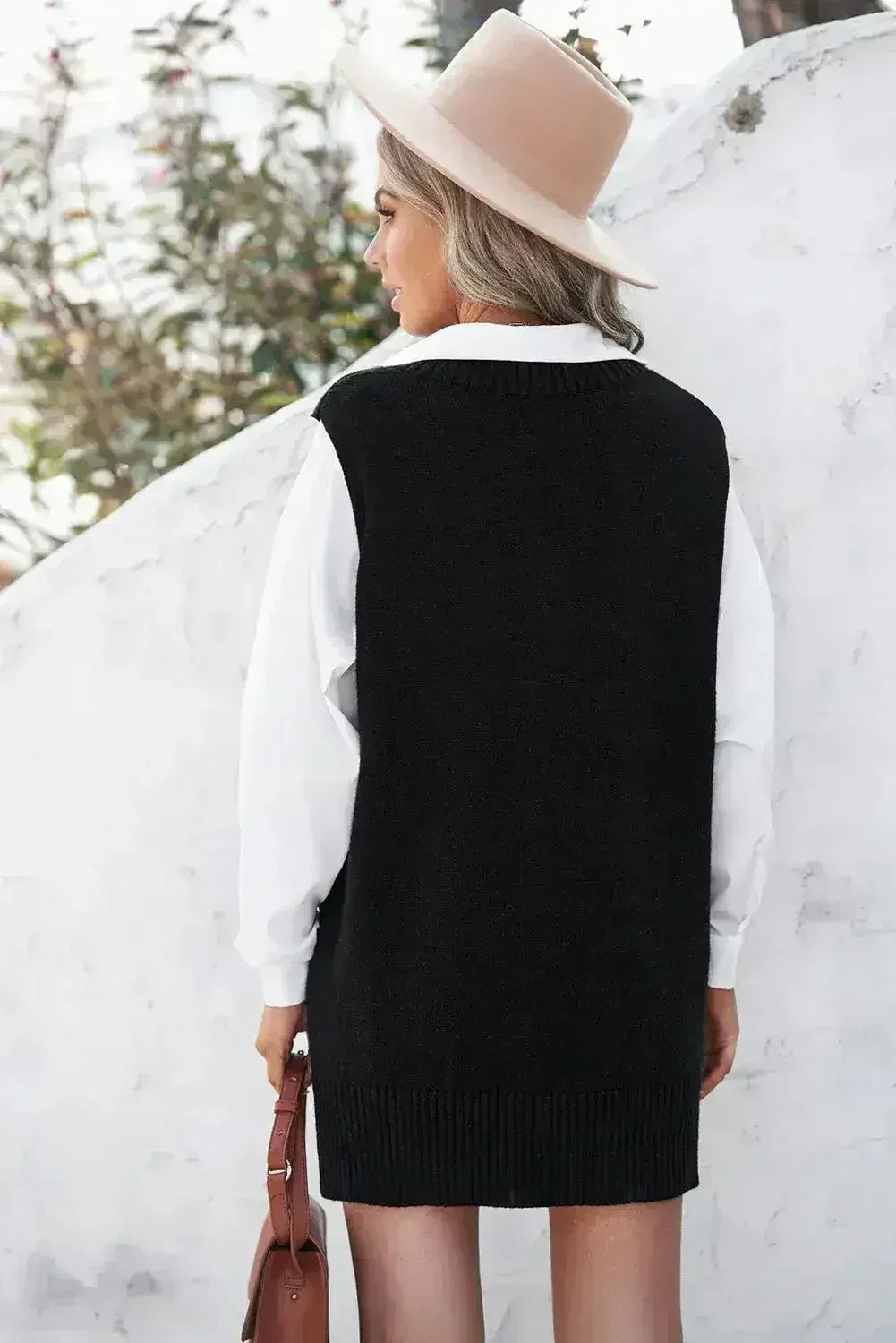 Black Knit Pullover Vest Sweater - SJB-DIAMOND ELITES
