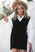 Black Knit Pullover Vest Sweater - SJB-DIAMOND ELITES