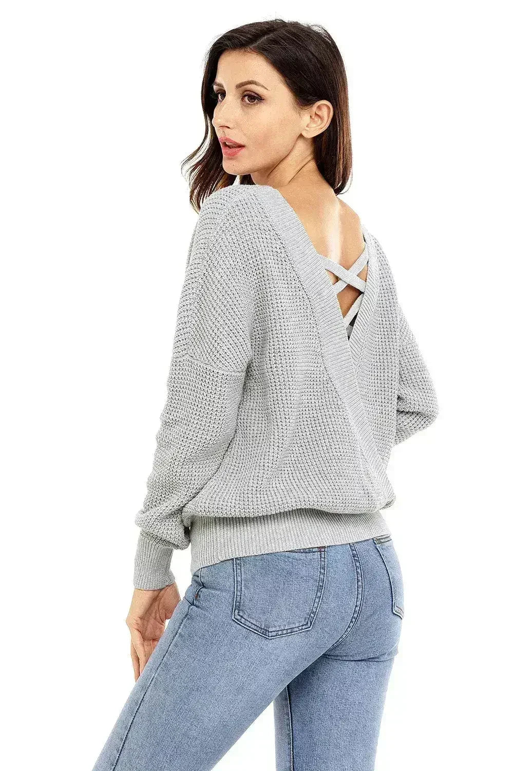 Black Cross Back Hollow-out Sweater - SJB-DIAMOND ELITES