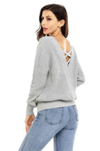 Black Cross Back Hollow-out Sweater - SJB-DIAMOND ELITES