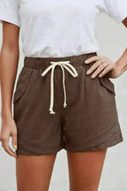 Women Casual Khaki Faylin Linen Shorts