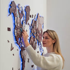 3D LUMINOUS LED Wooden World Map 2.0 Cappuccino Enjoy The Wood