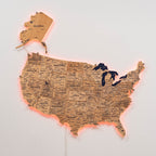 Wooden 3d LED Map of USA  - Gold - SJB-DIAMOND ELITES