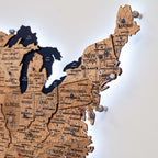 Wooden 3d LED Map of USA  - Gold - SJB-DIAMOND ELITES