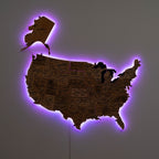 Wooden 3d LED Map of USA  - Gold - SJB-DIAMOND ELITES