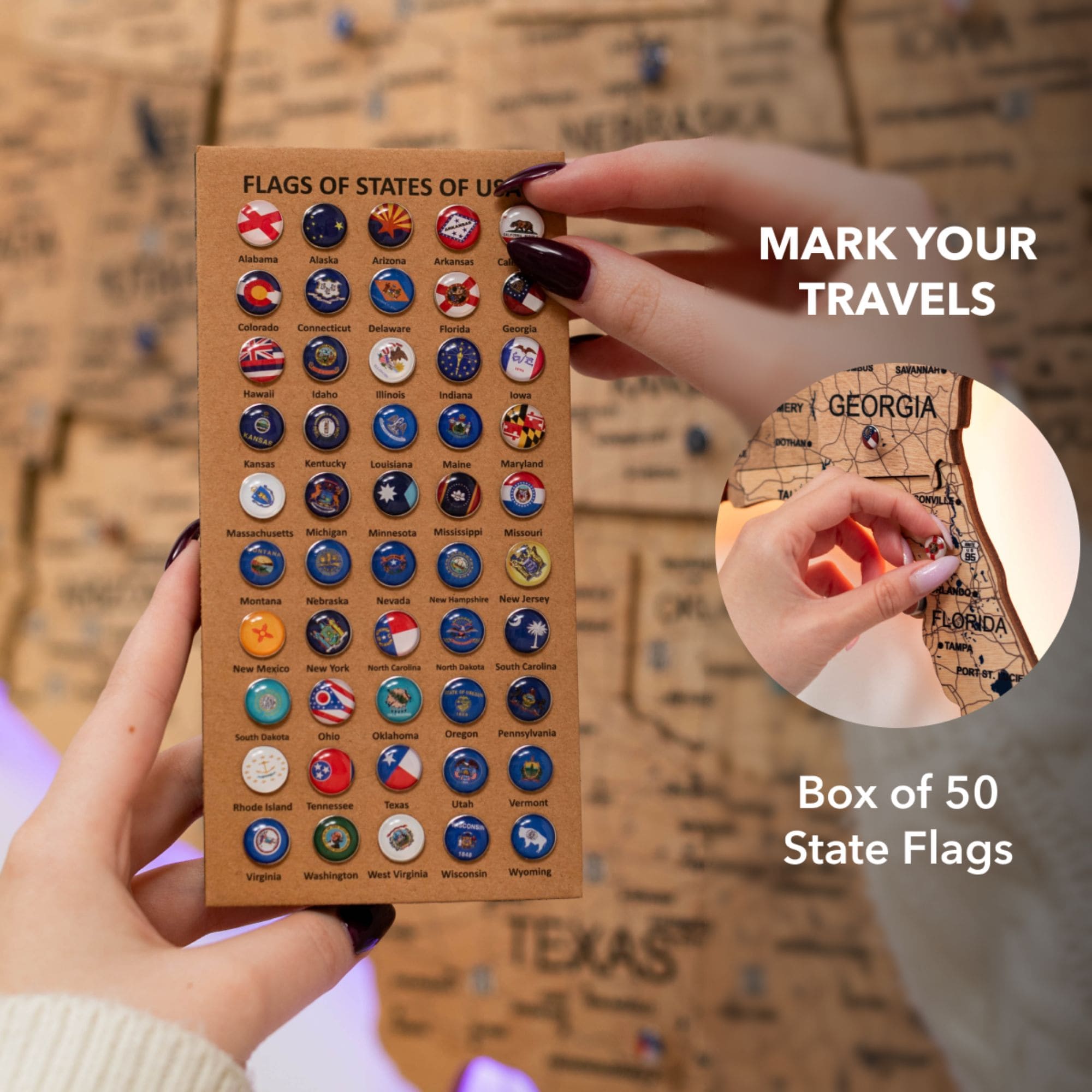 Wooden 3d LED Map of USA  - Gold - SJB-DIAMOND ELITES