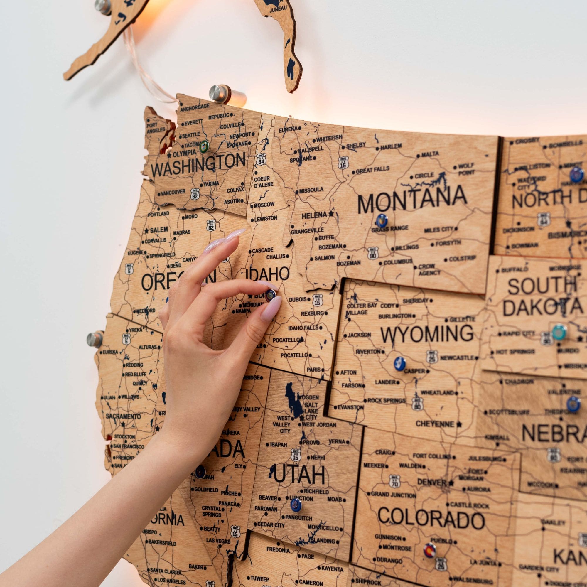Wooden 3d LED Map of USA  - Gold - SJB-DIAMOND ELITES