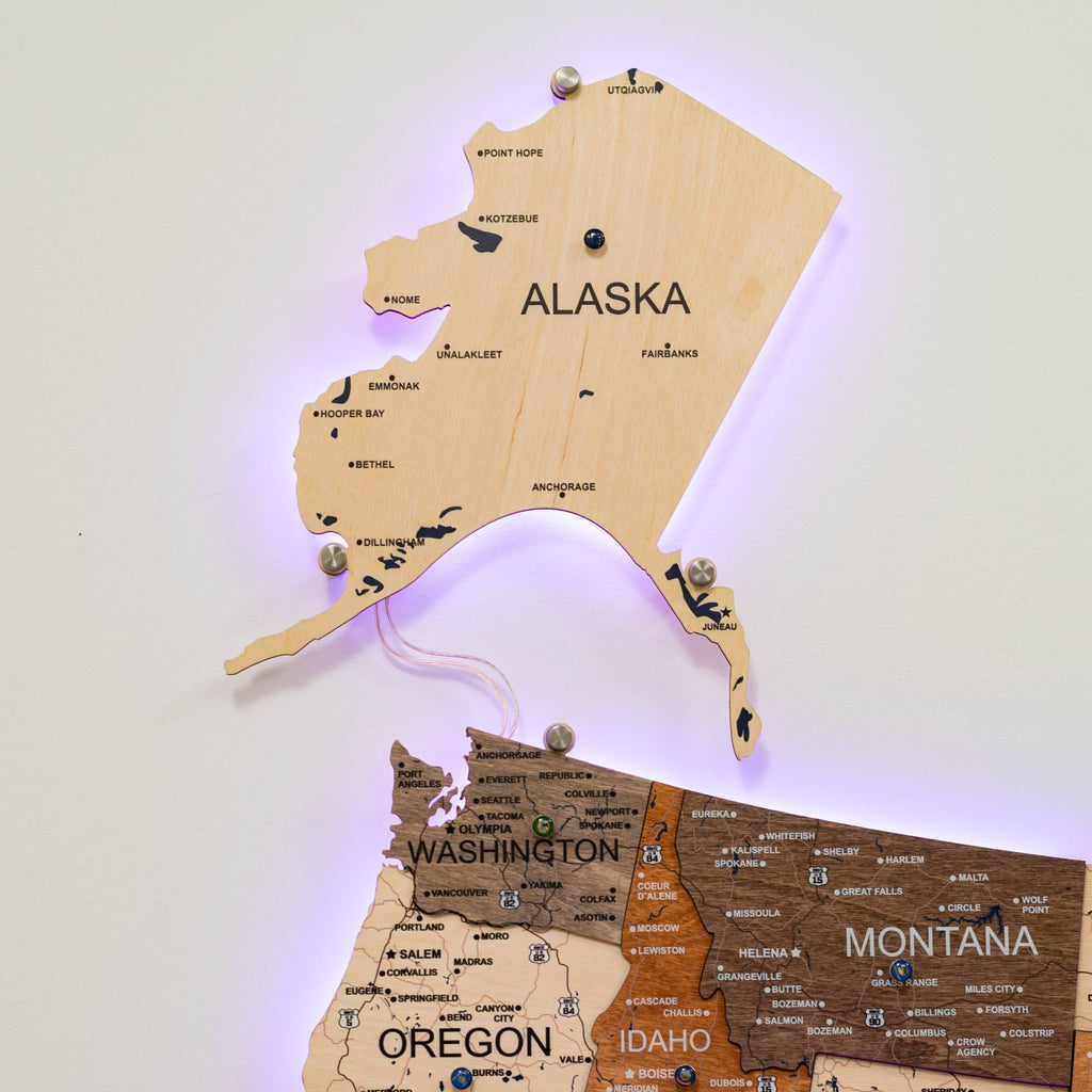 Wooden 3d LED Map of USA - Multicolor - SJB-DIAMOND ELITES