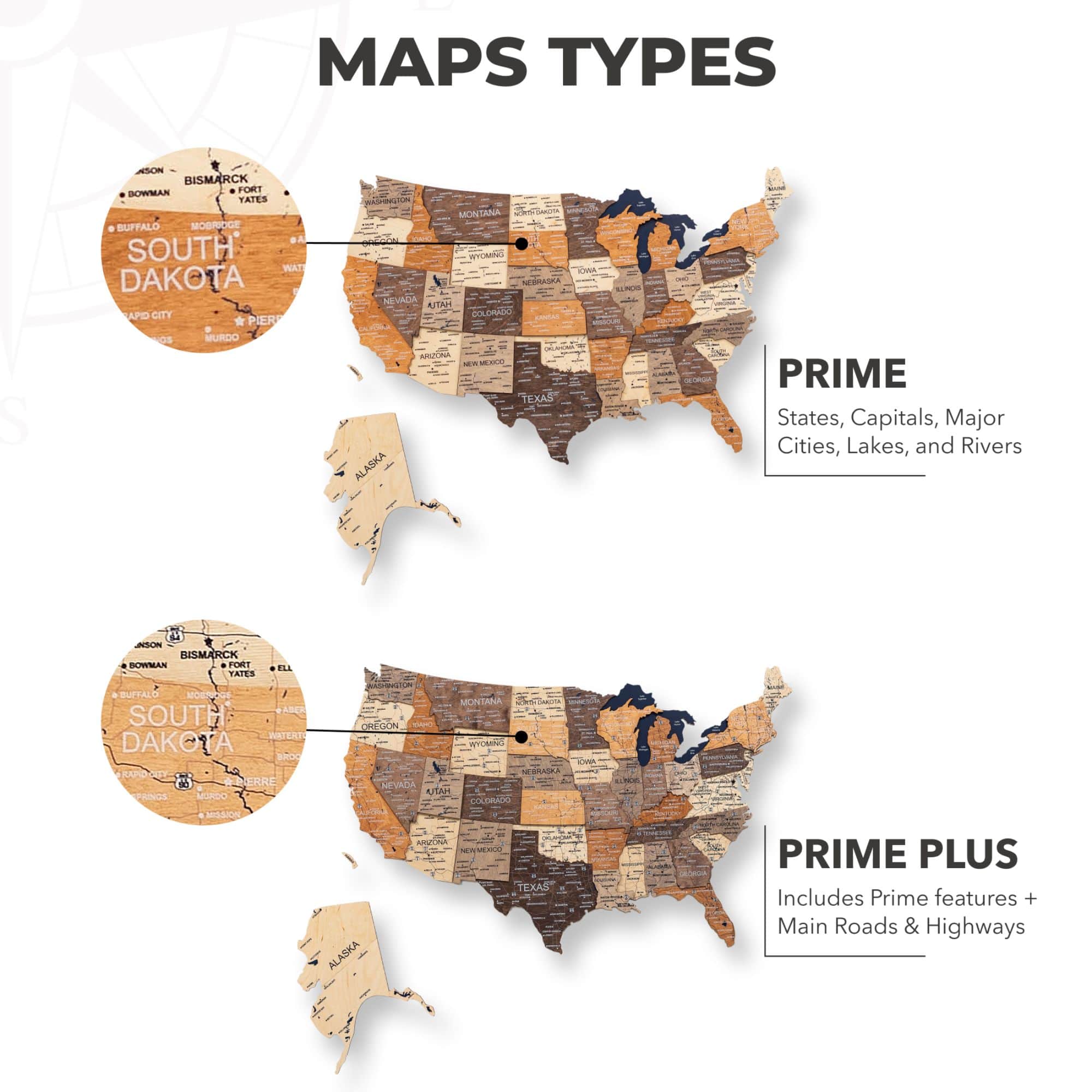 Wooden 3d LED Map of USA - Multicolor - SJB-DIAMOND ELITES