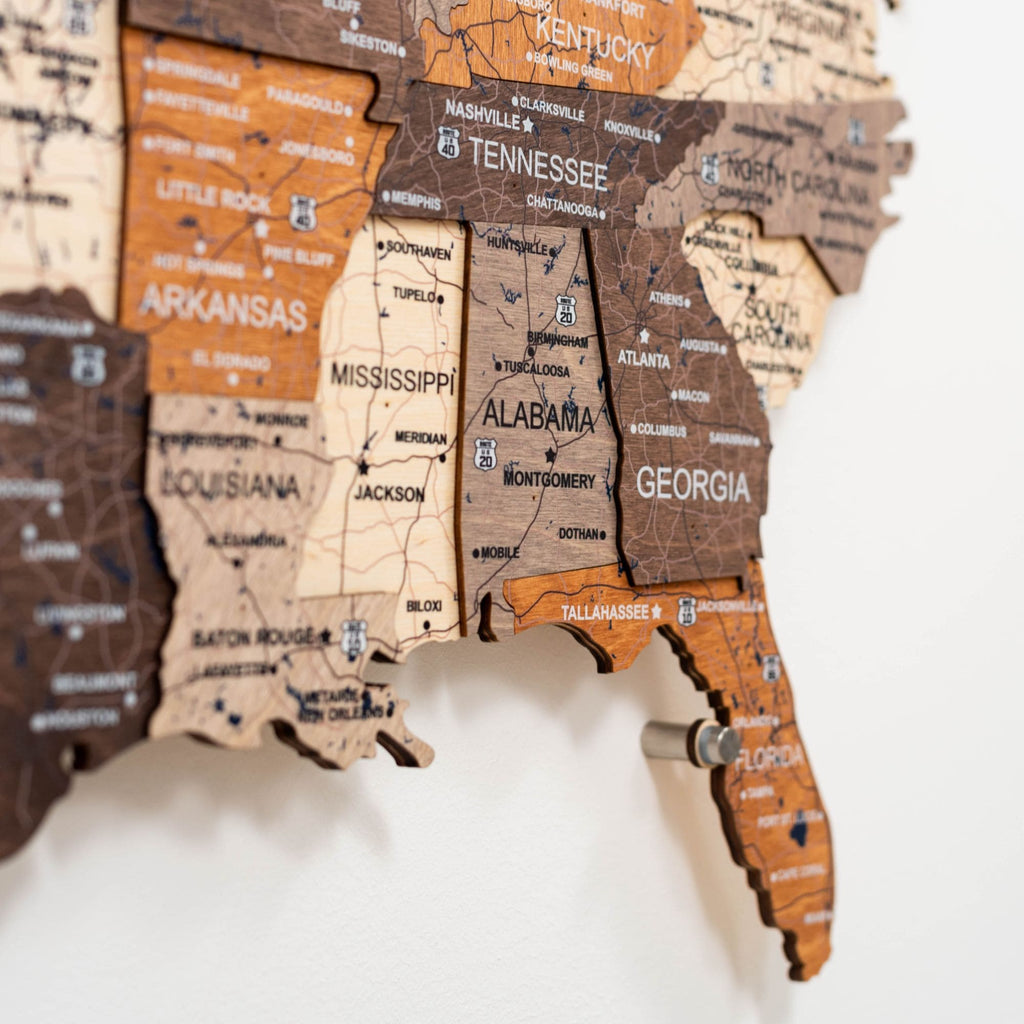 Wooden 3d LED Map of USA - Multicolor - SJB-DIAMOND ELITES