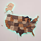 Wooden 3d LED Map of USA - Multicolor - SJB-DIAMOND ELITES