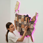 Wooden 3d LED Map of USA - Multicolor - SJB-DIAMOND ELITES