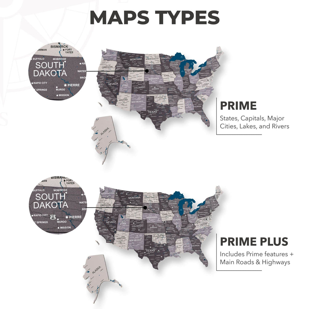 Wooden 3d LED Map of USA - Nordik - SJB-DIAMOND ELITES