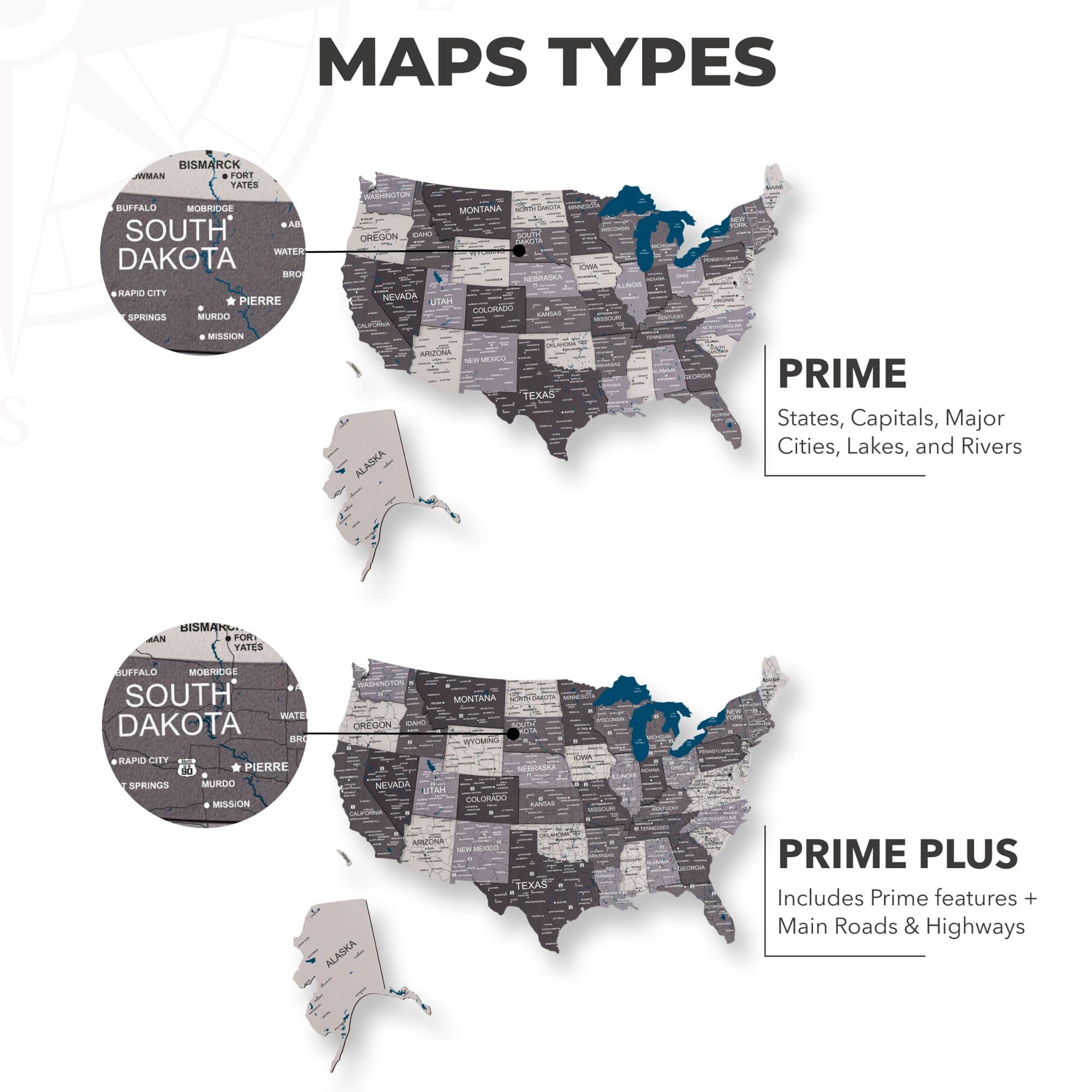 Wooden 3d LED Map of USA - Nordik - SJB-DIAMOND ELITES