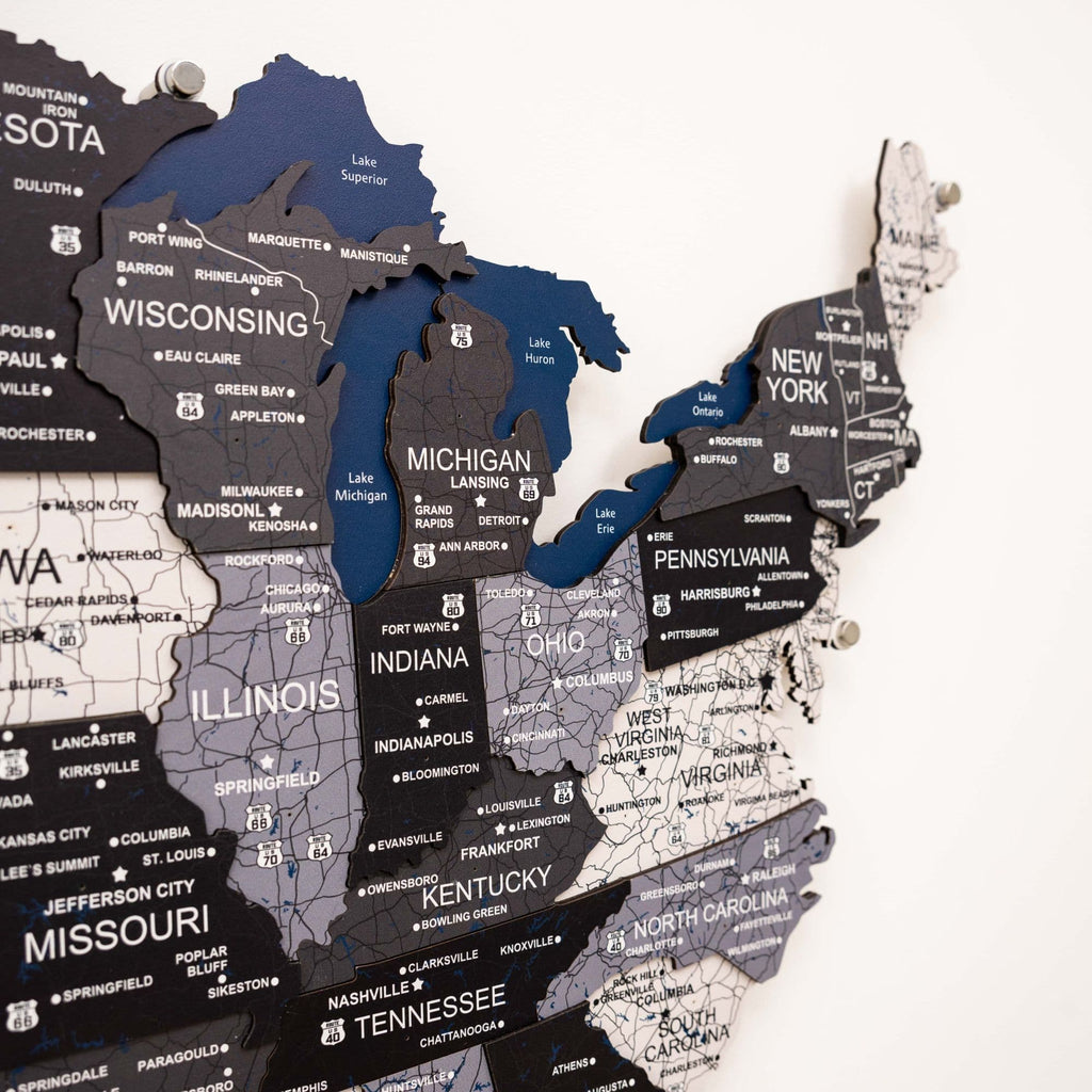 Wooden 3d LED Map of USA - Nordik - SJB-DIAMOND ELITES