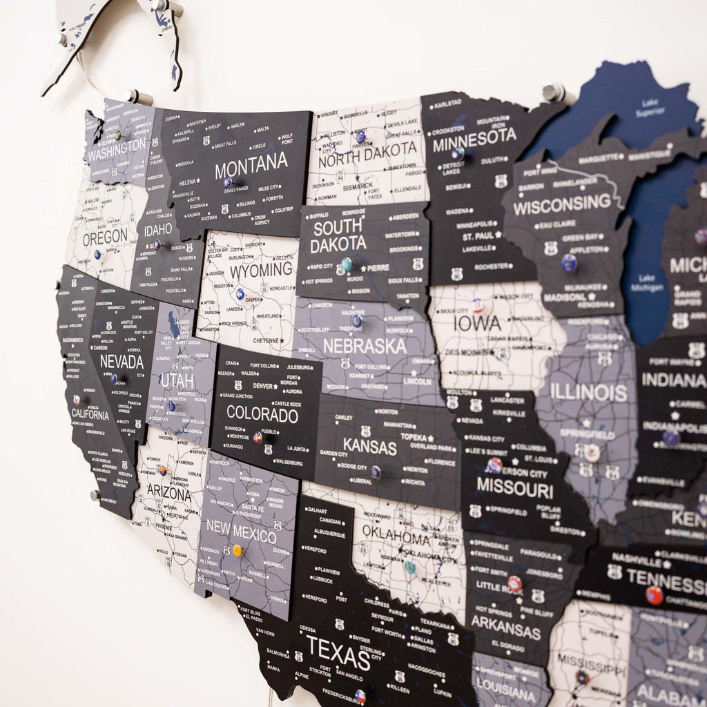 Wooden 3d LED Map of USA - Nordik - SJB-DIAMOND ELITES
