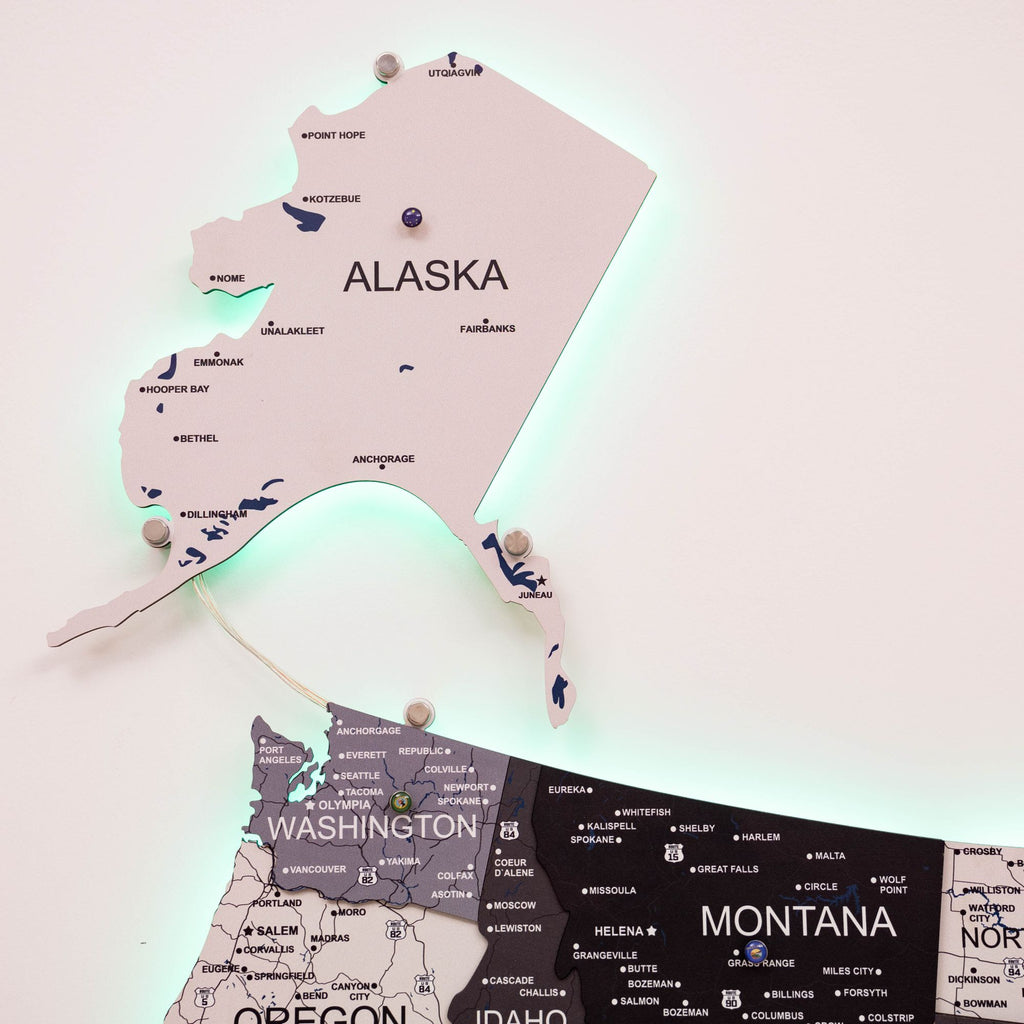 Wooden 3d LED Map of USA - Nordik - SJB-DIAMOND ELITES