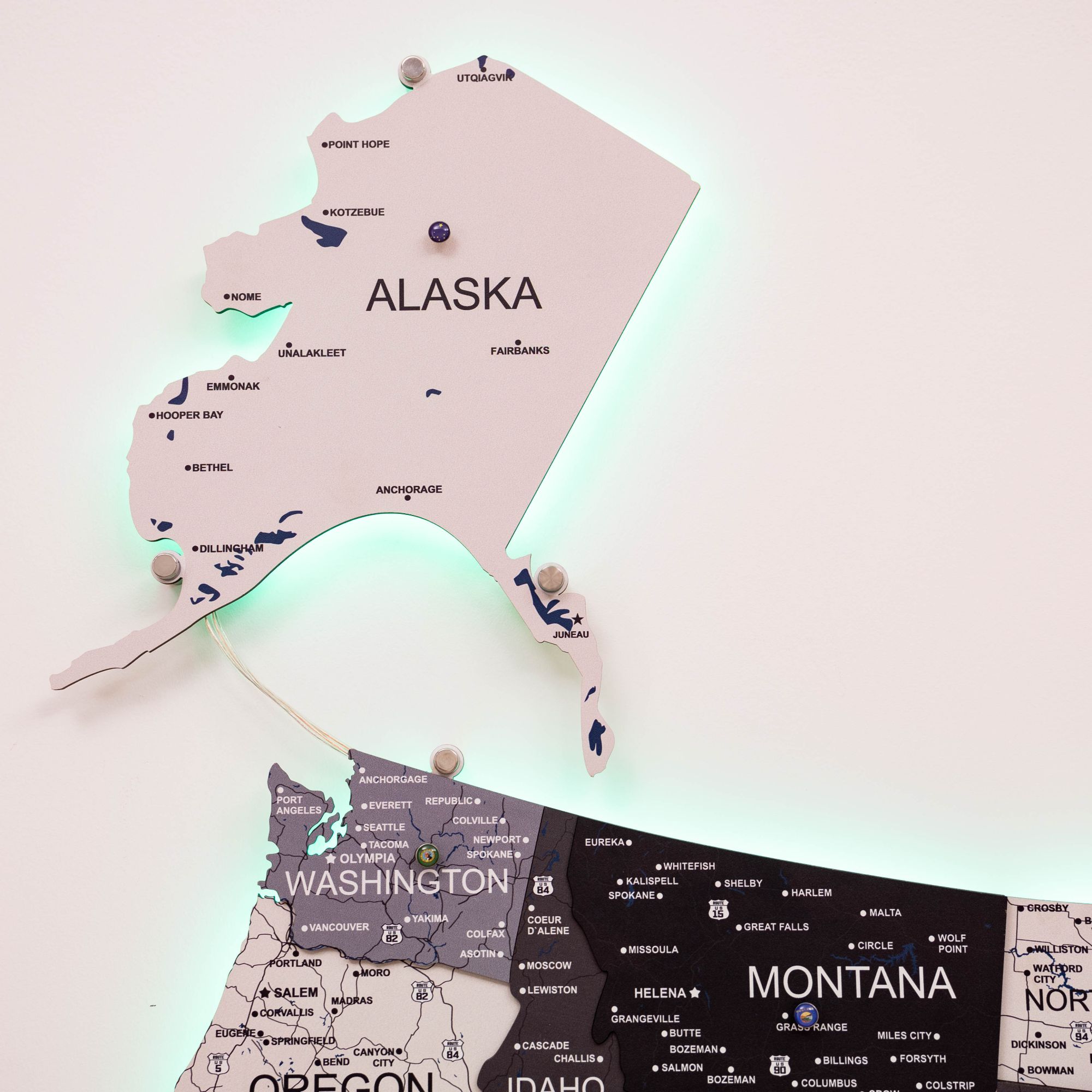 Wooden 3d LED Map of USA - Nordik - SJB-DIAMOND ELITES