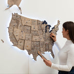 Wooden 3d LED Map of USA - Terra - SJB-DIAMOND ELITES