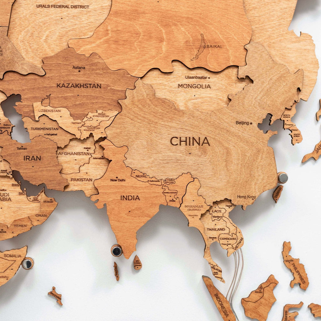 3D LED Wooden World Map 3.0 Oak - SJB-DIAMOND ELITES