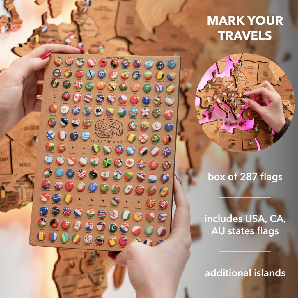 3D LED Wooden World Map 3.0 Oak - SJB-DIAMOND ELITES