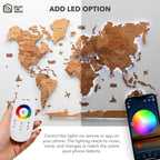 3D LED Wooden World Map 3.0 Oak - SJB-DIAMOND ELITES
