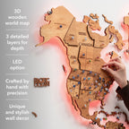 3D LED Wooden World Map 3.0 Oak - SJB-DIAMOND ELITES