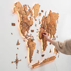 3D LED Wooden World Map 3.0 Oak - SJB-DIAMOND ELITES