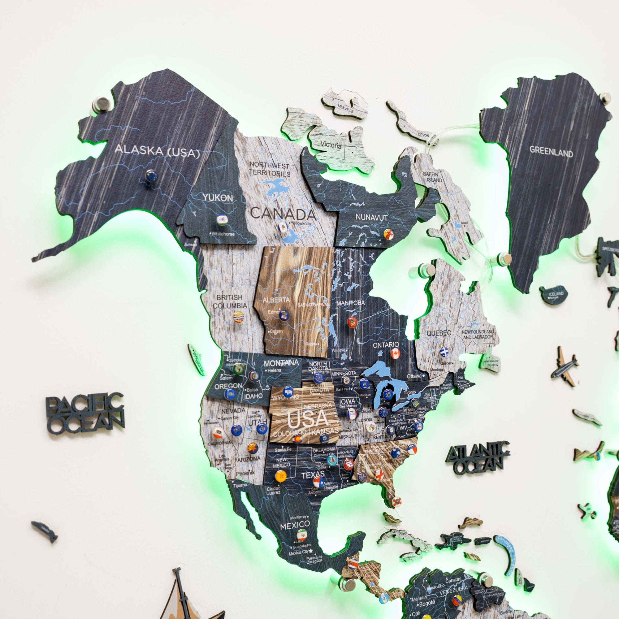3D LED / LUMINOUS Wooden World Map 3.0 Mystery - SJB-DIAMOND ELITES