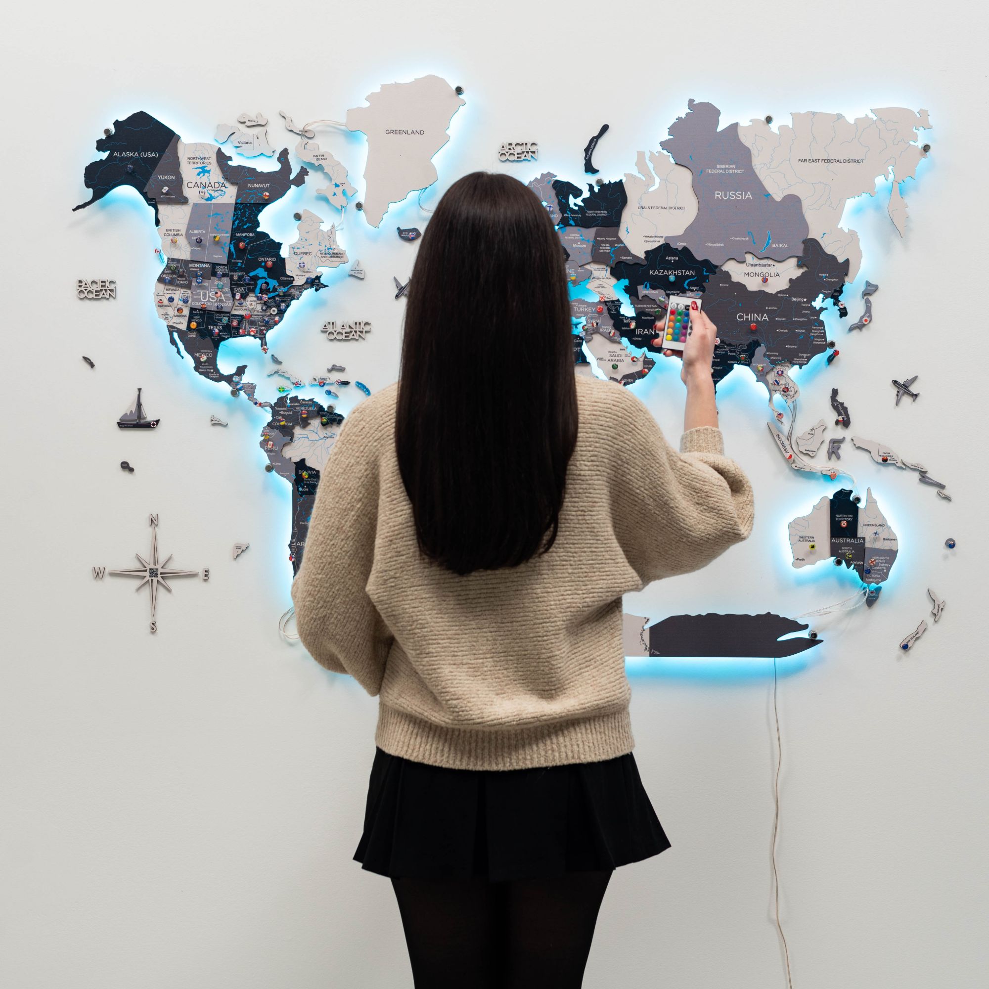3D LED / LUMINOUS Wooden World Map 3.0 Nordik - SJB-DIAMOND ELITES