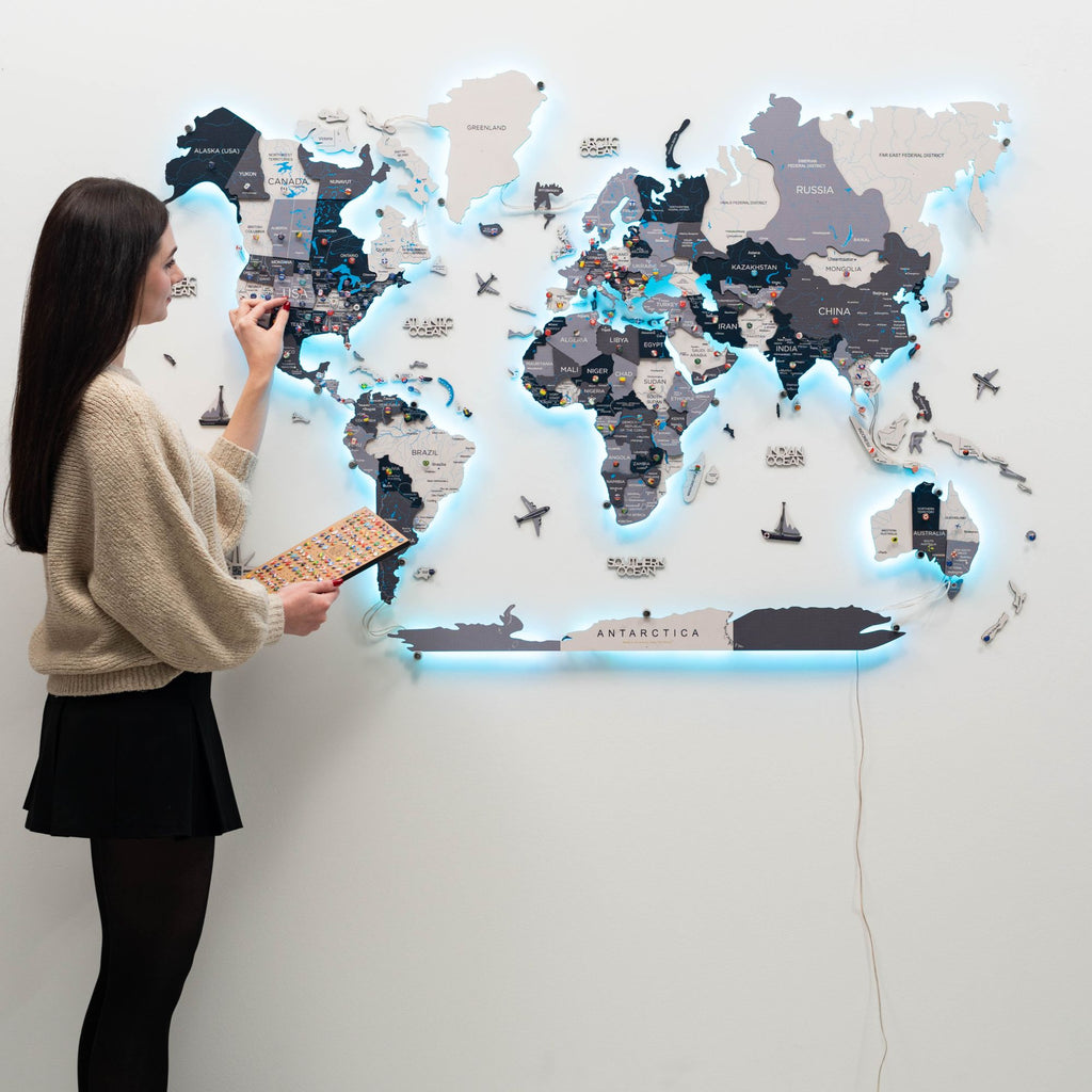 3D LED / LUMINOUS Wooden World Map 3.0 Nordik - SJB-DIAMOND ELITES
