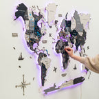 3D LED / LUMINOUS Wooden World Map 3.0 Nordik - SJB-DIAMOND ELITES