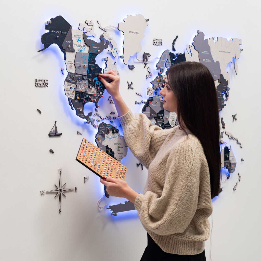 3D LED / LUMINOUS Wooden World Map 3.0 Nordik - SJB-DIAMOND ELITES