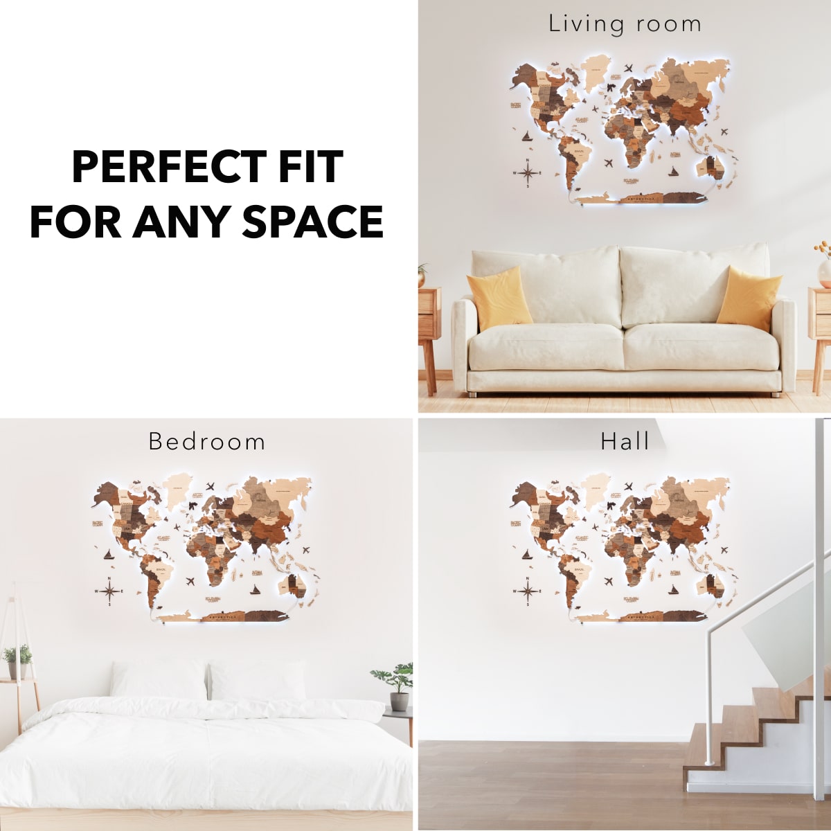 3D LED Wooden World Map 3.0 Multicolor - SJB-DIAMOND ELITES
