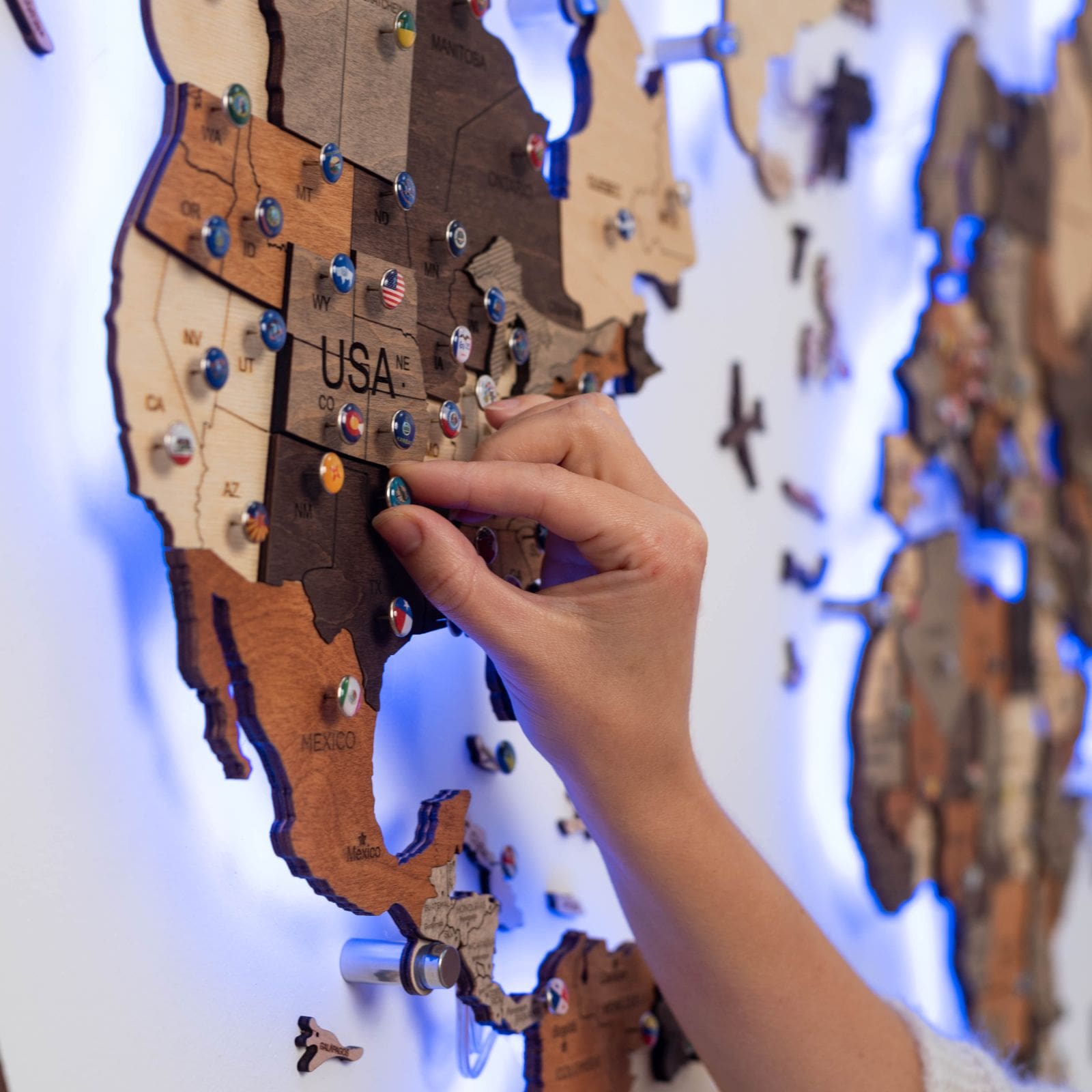 3D LED Wooden World Map 3.0 Multicolor - SJB-DIAMOND ELITES