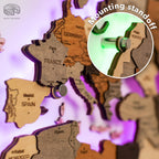 3D LED / LUMINOUS Wooden World Map 3.0 Duna - SJB-DIAMOND ELITES