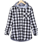 Multicolor Checked Hooded Cardigan for Women Pi-Mart