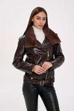 Genuine Mink Fur Embossed Leather Jacket - SJB-DIAMOND ELITES