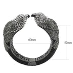LO4333 Ruthenium Brass Bangle – Multi-Color Crystal Statement Piece