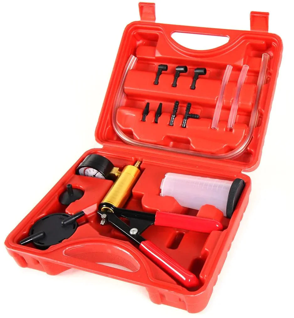 Hand Held Vacuum Pressure Pump Tester Set Brake Fluid Bleeder Bleeding Kit + Box Pi-Mart