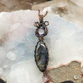 Labradorite & Amethyst Wire Wrap Crystal Pendant - SJB-DIAMOND ELITES