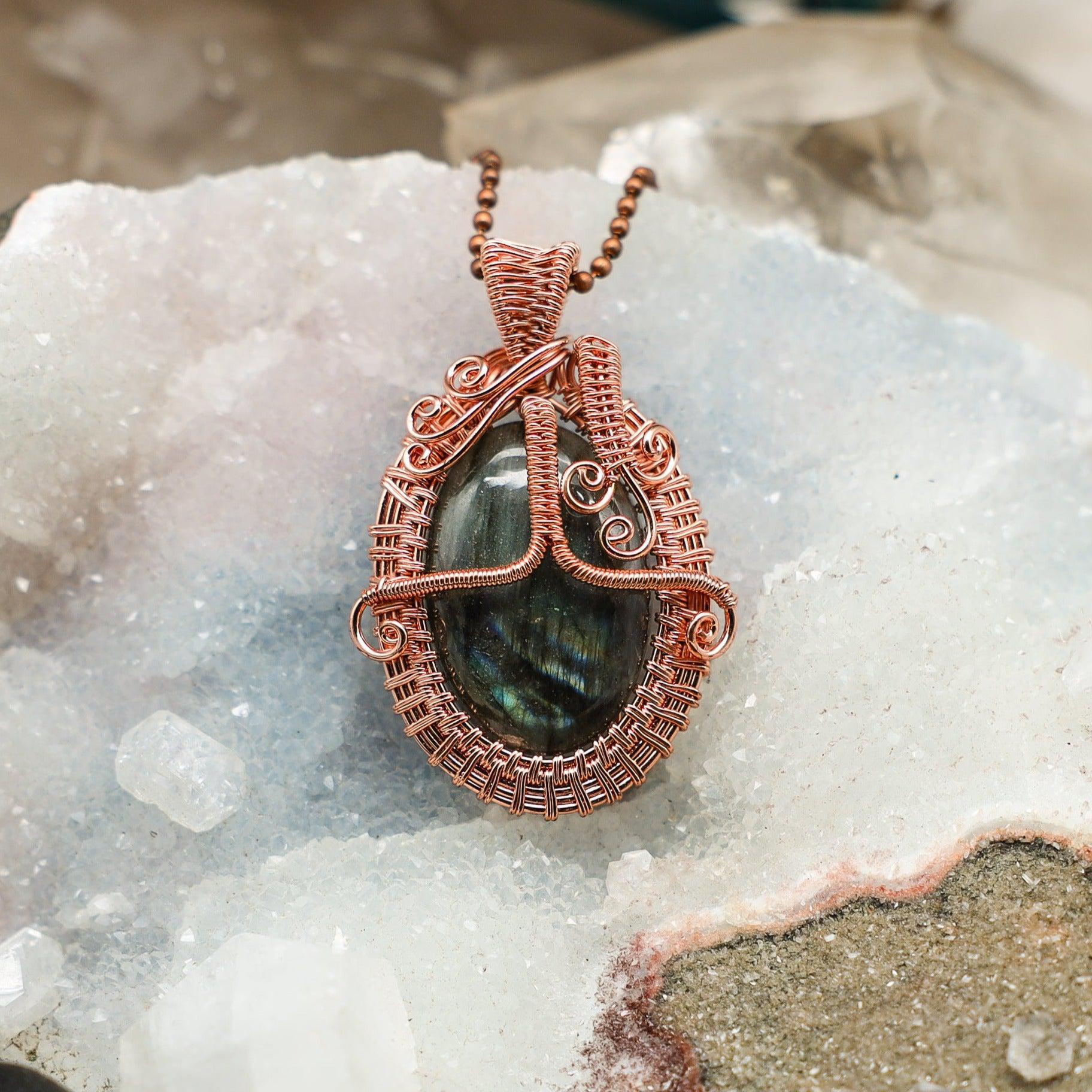 Labradorite Oval Wire Wrap Crystal Pendant - SJB-DIAMOND ELITES
