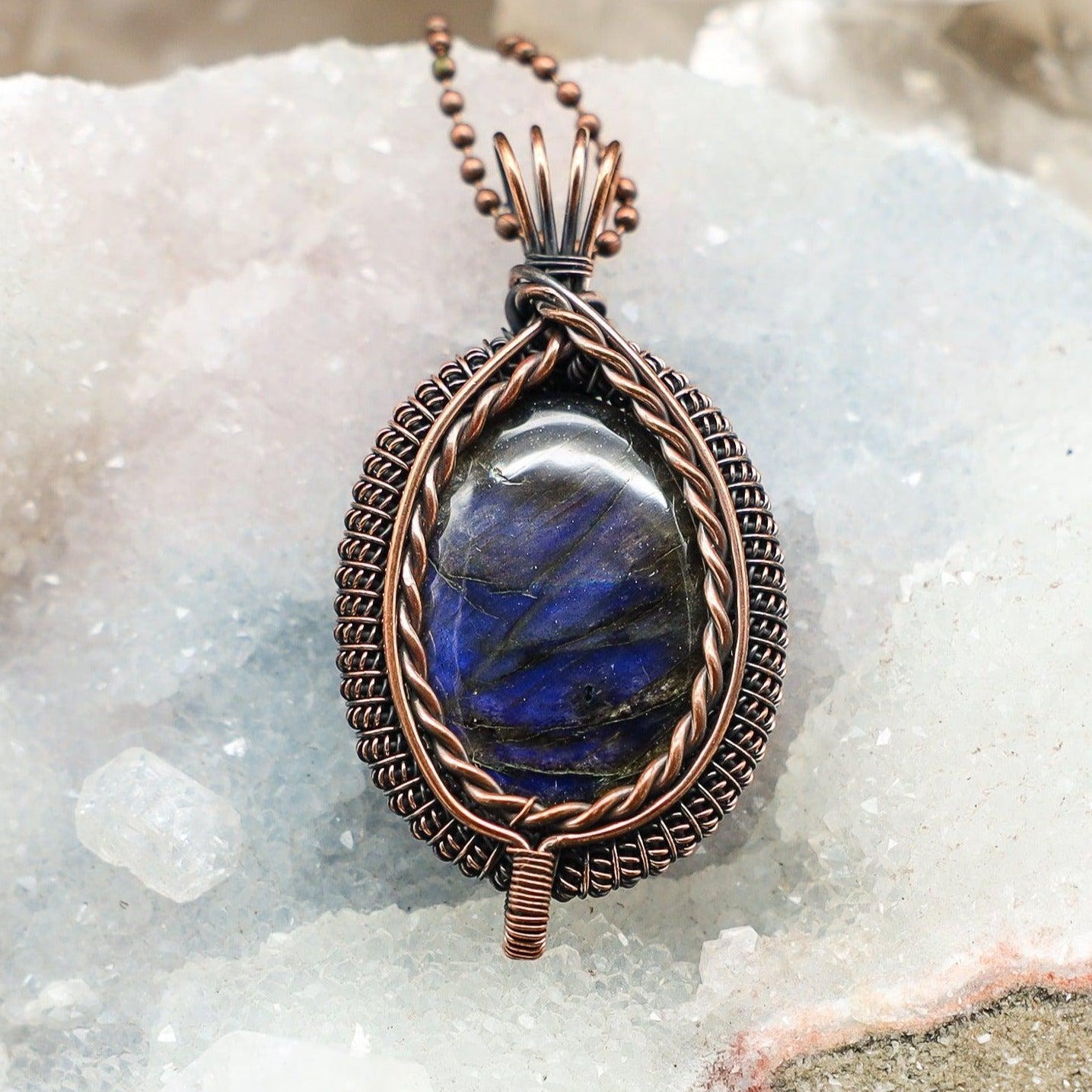 Labradorite Wire Wrap Crystal Pendant - Intuition & Magic - SJB-DIAMOND ELITES