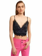 Lace Detail Crop Top | Rayon-Viscose Blend | Feminine Style - SJB-DIAMOND ELITES