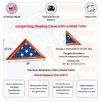Large Flag Display case with a Gold Trim The Military Gift Store